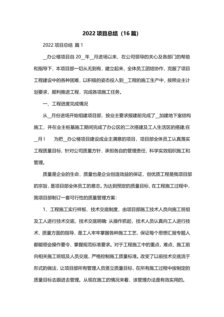 2022项目总结（16篇）_第1页