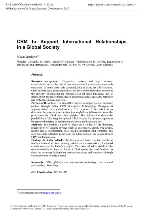 CRM 支持全球国际关系