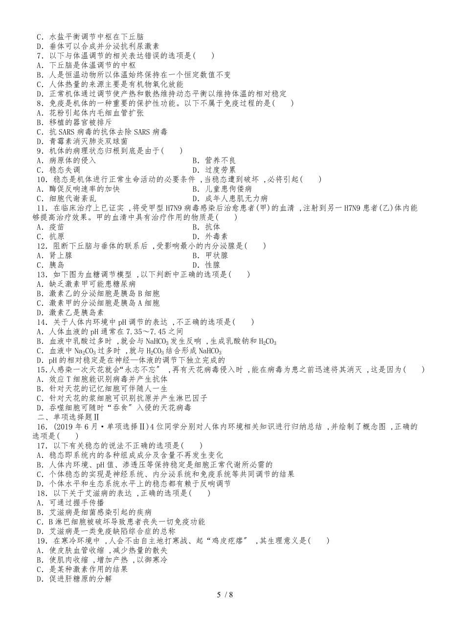 专题15　人体的内环境与稳态_第5页