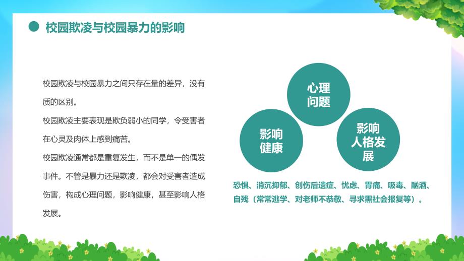 欺凌和暴力蓝绿色卡通风如何应对欺凌和暴力教育ppt课件_第3页