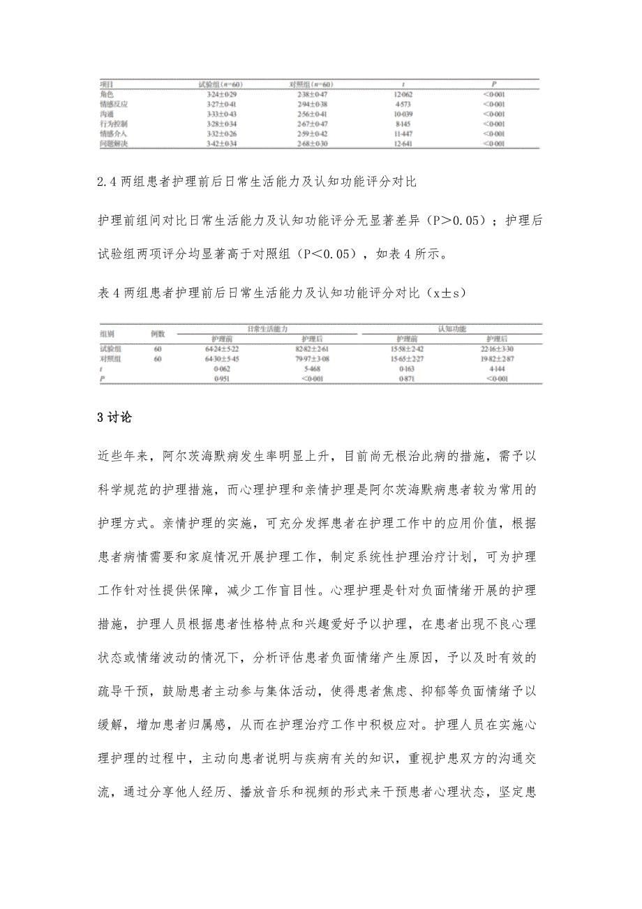 亲情护理联合心理护理在老年痴呆患者治疗中的应用价值_第5页