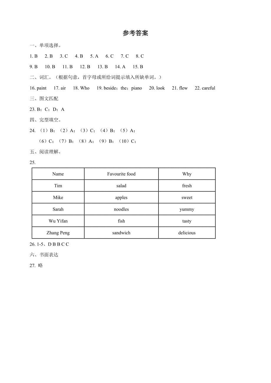 苏教译林版六年级下学期小升初英语期末抽测试题（含答案）_第5页