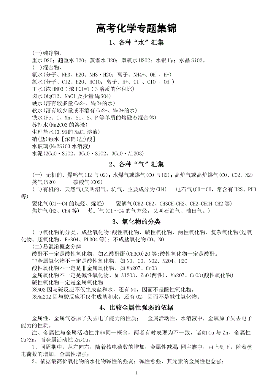 高中化学2024届高考专题集锦（共30类）_第1页