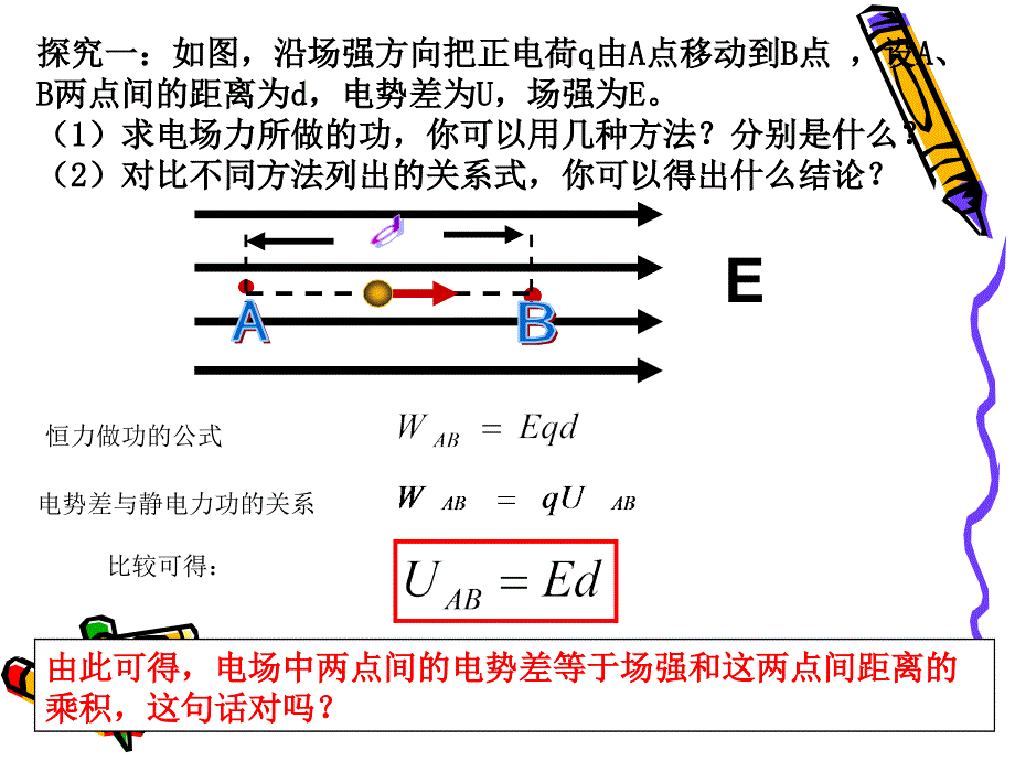 【物理】电势差与电场强度的关系 课件-2023-2024学年高二上学期人教版（2019）必修第三册_第3页