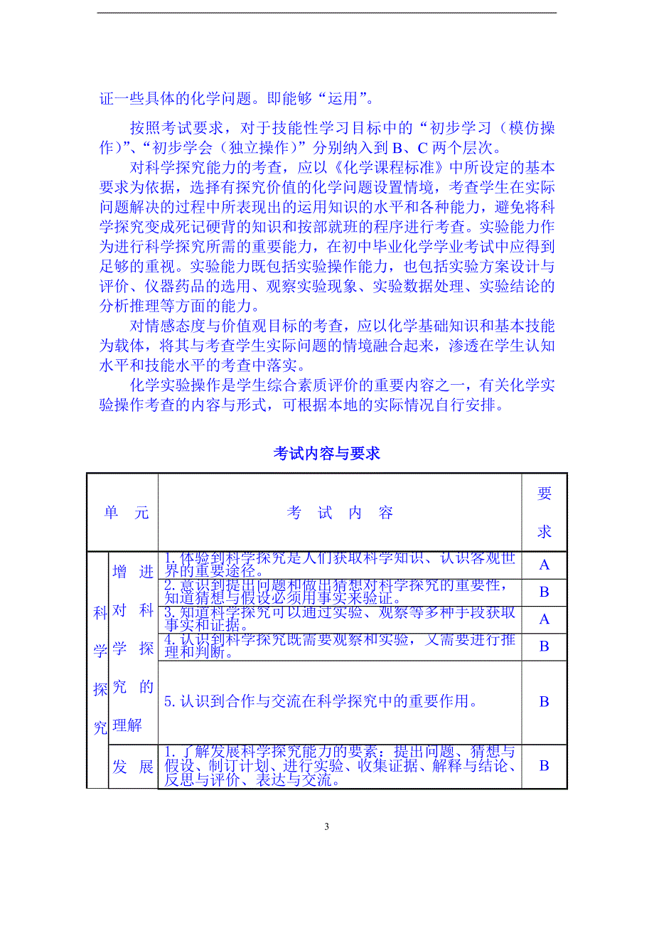2024年湖南省初中毕业化学学业考试标准（修订）_第3页
