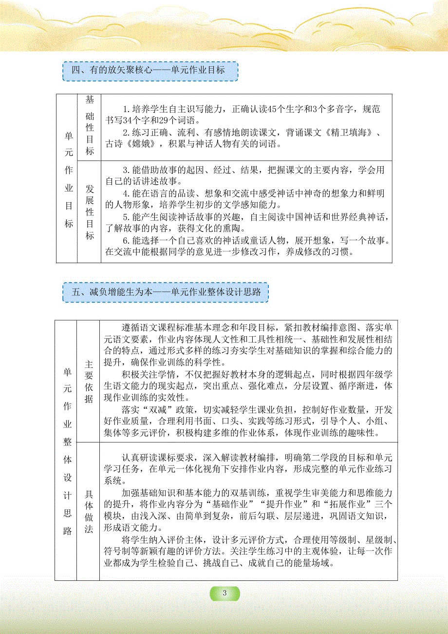 人教部编版四年级语文上册第四单元作业设计 (7)_第3页