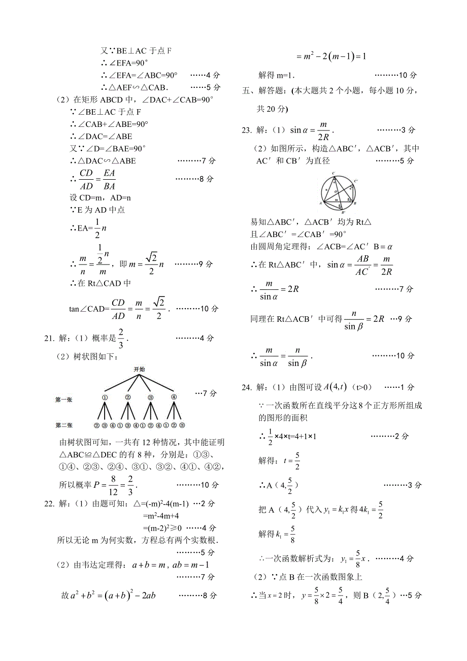 2024年乐山市夹江县九年级调研考试数学答案_第2页