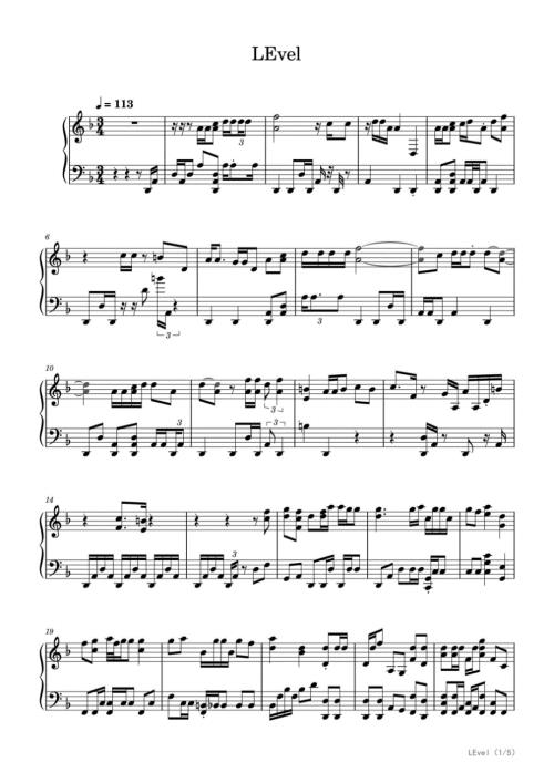 LEvel（极限还原高难版） 高清钢琴谱五线谱