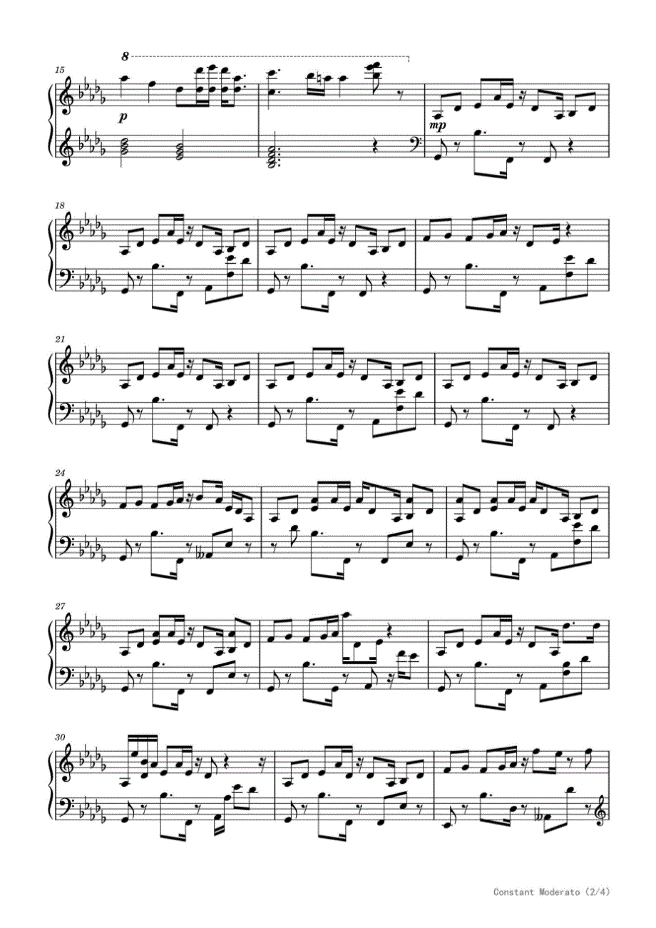 Constant Moderato（个人编辑-简化版） 高清钢琴谱五线谱_第2页