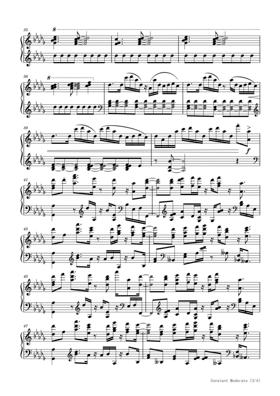 Constant Moderato（个人编辑-简化版） 高清钢琴谱五线谱_第3页