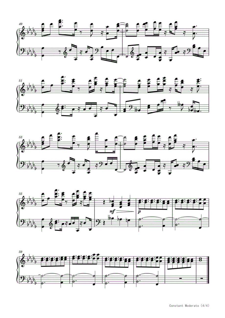 Constant Moderato（个人编辑-简化版） 高清钢琴谱五线谱_第4页