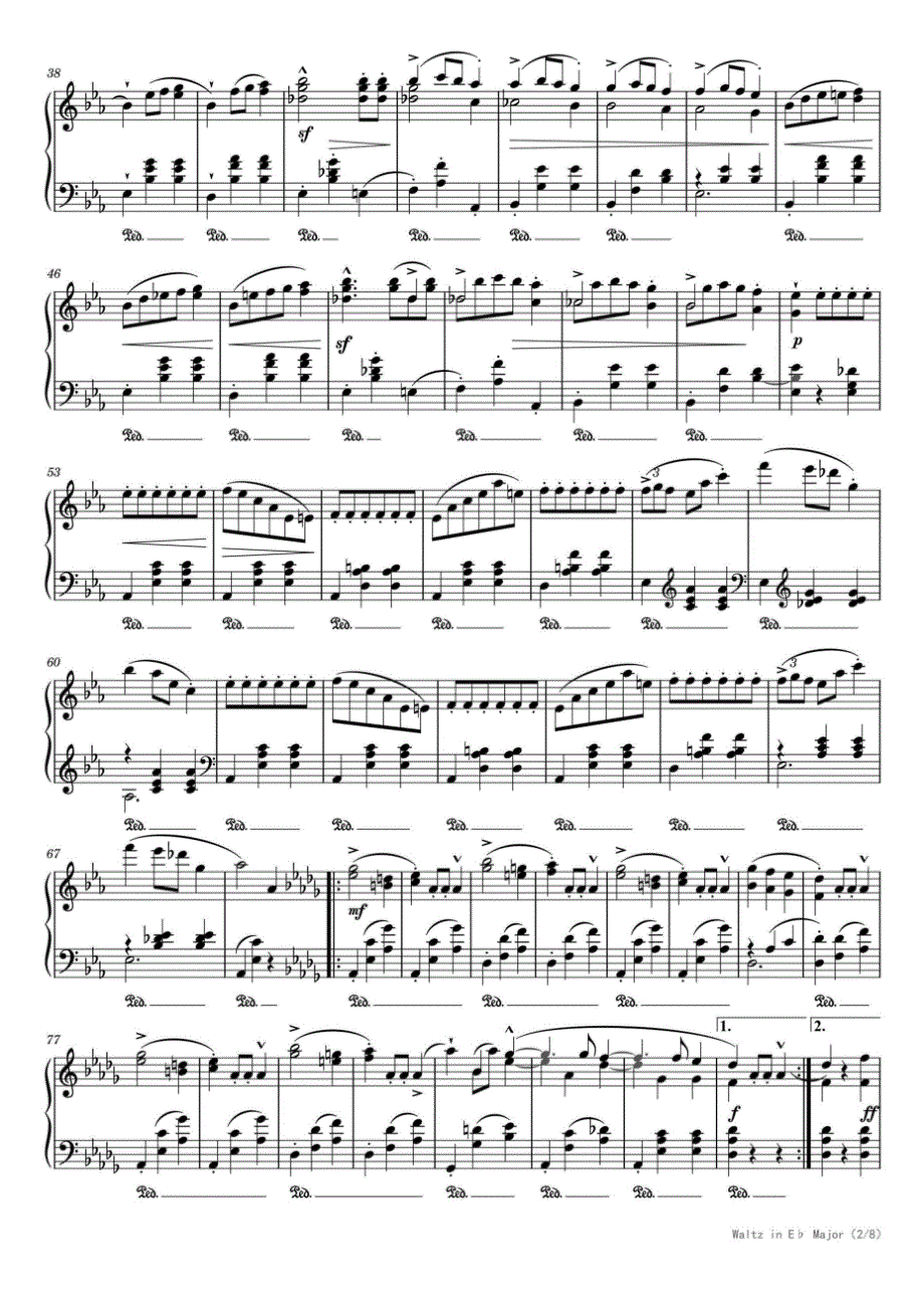 Waltz in E flat major Op.18 No.1 高清钢琴谱五线谱_第2页