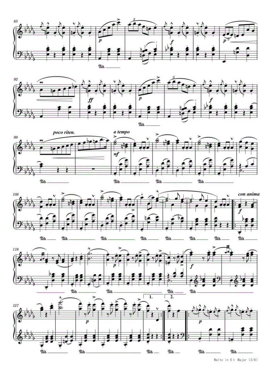 Waltz in E flat major Op.18 No.1 高清钢琴谱五线谱_第3页