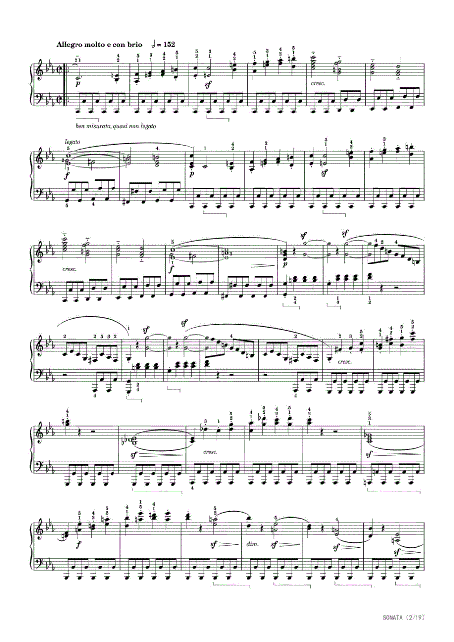 悲怆奏鸣曲（原版） 高清钢琴谱五线谱_第2页