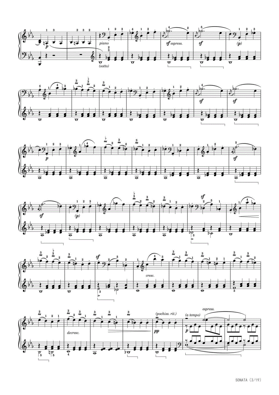 悲怆奏鸣曲（原版） 高清钢琴谱五线谱_第3页