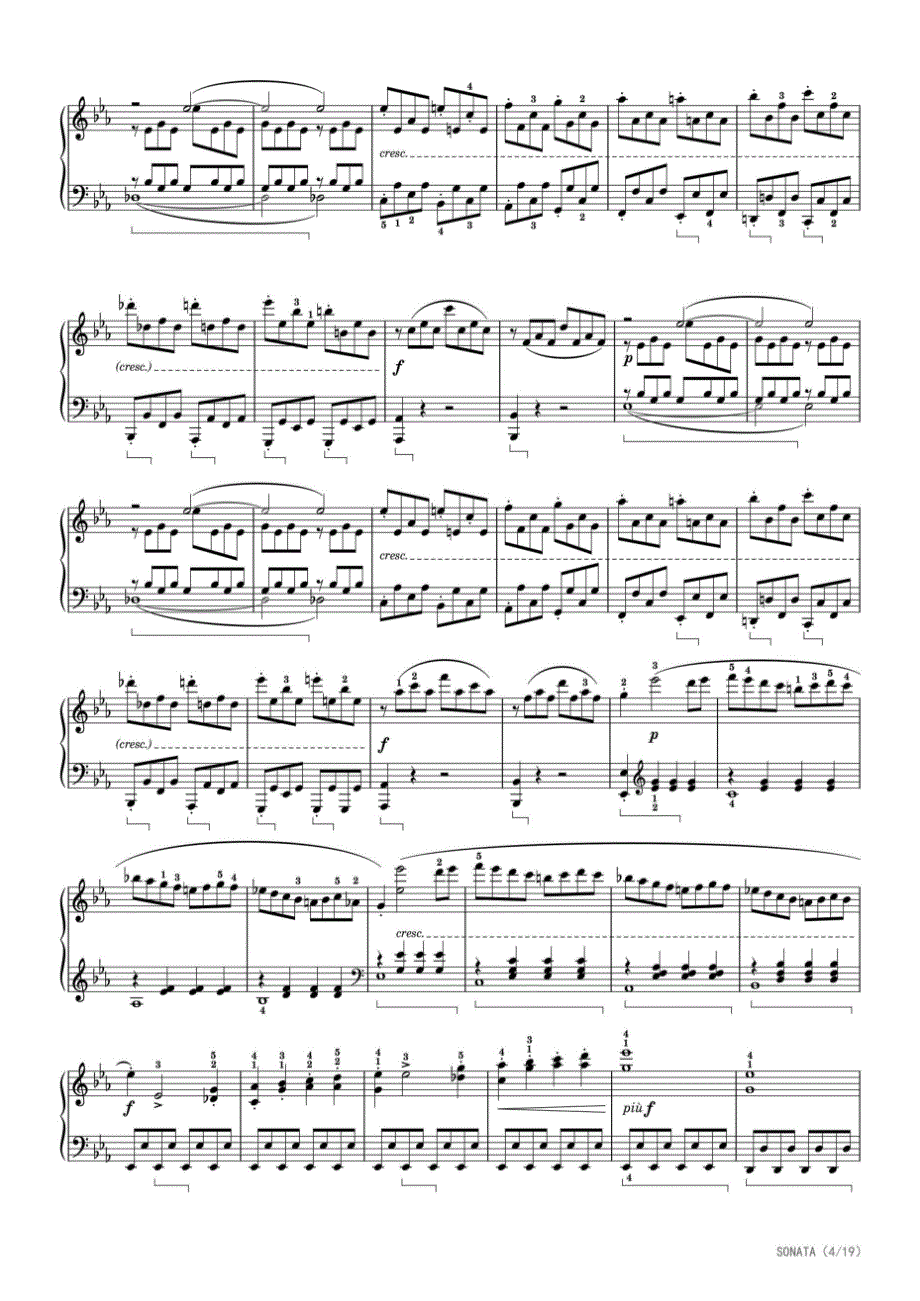 悲怆奏鸣曲（原版） 高清钢琴谱五线谱_第4页