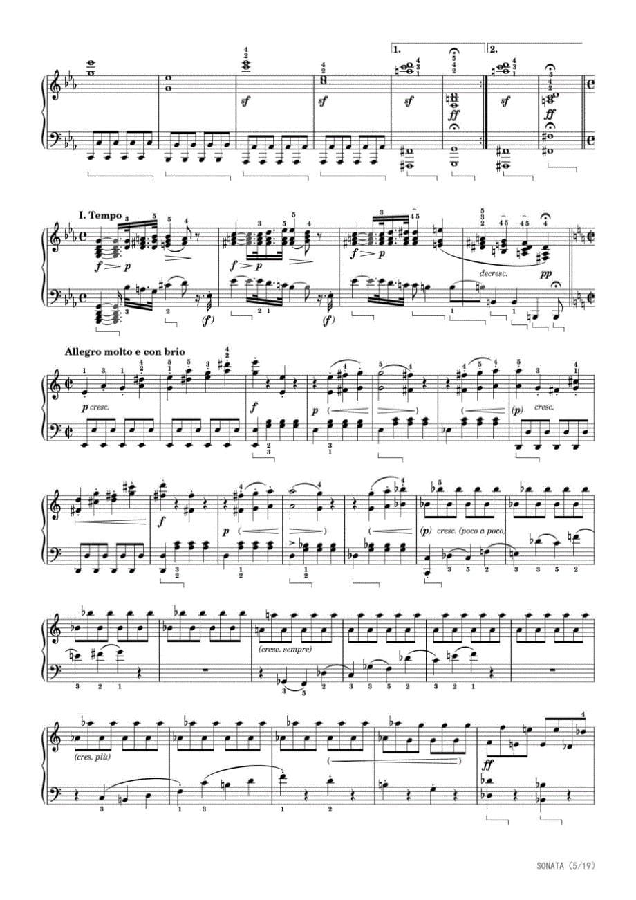 悲怆奏鸣曲（原版） 高清钢琴谱五线谱_第5页