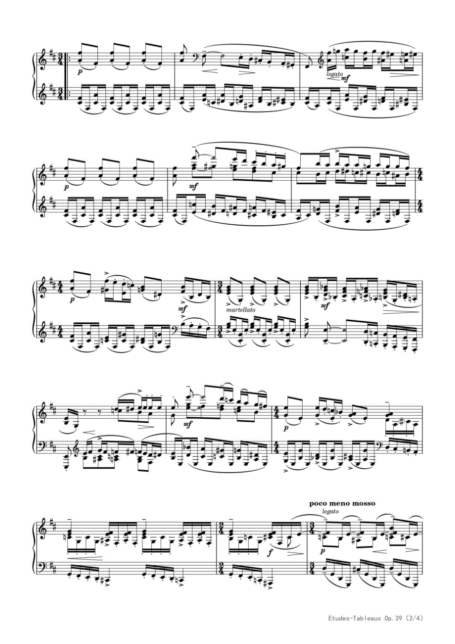 拉赫玛尼诺夫B小调音画练习曲《市集》（Op.39 No.4） 高清钢琴谱五线谱_第2页