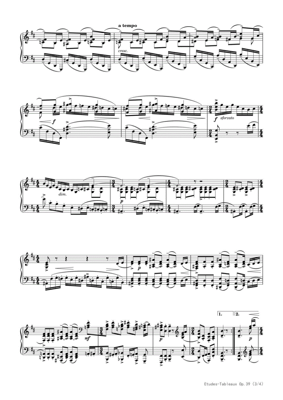 拉赫玛尼诺夫B小调音画练习曲《市集》（Op.39 No.4） 高清钢琴谱五线谱_第3页