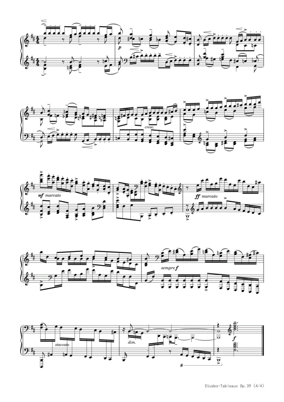 拉赫玛尼诺夫B小调音画练习曲《市集》（Op.39 No.4） 高清钢琴谱五线谱_第4页