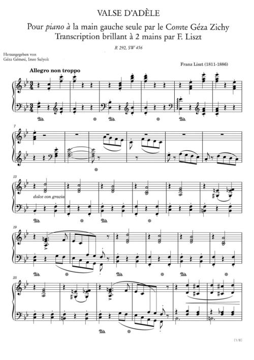 阿黛尔圆舞曲S.456 高清钢琴谱五线谱