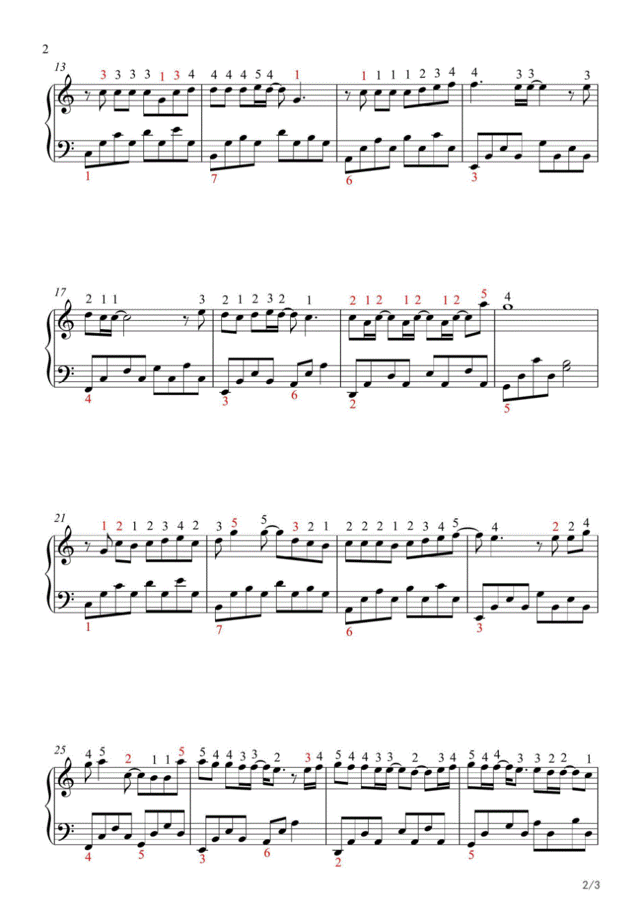 枫-教学版（带指法） 高清钢琴谱五线谱_第2页