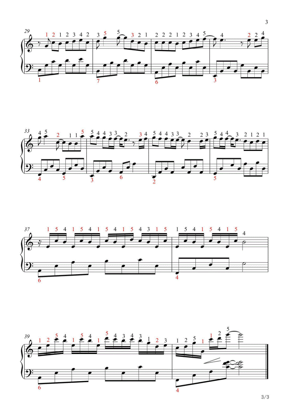 枫-教学版（带指法） 高清钢琴谱五线谱_第3页