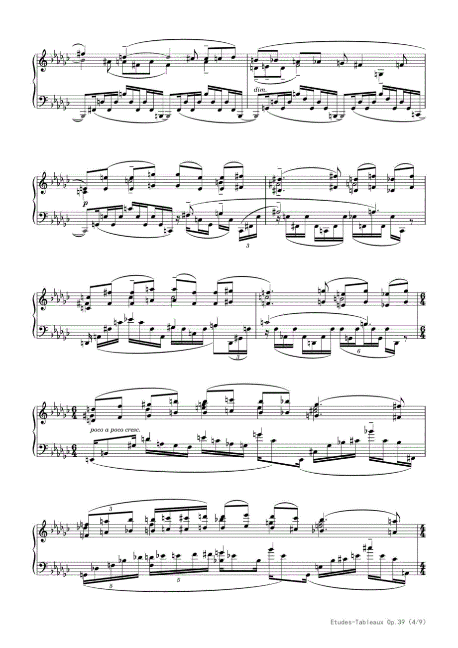 拉赫玛尼诺夫降E小调音画练习曲《献给斯克里亚宾的音乐会（豪迈英雄）》（Op.39 No.5） 高清钢琴谱五线谱_第4页