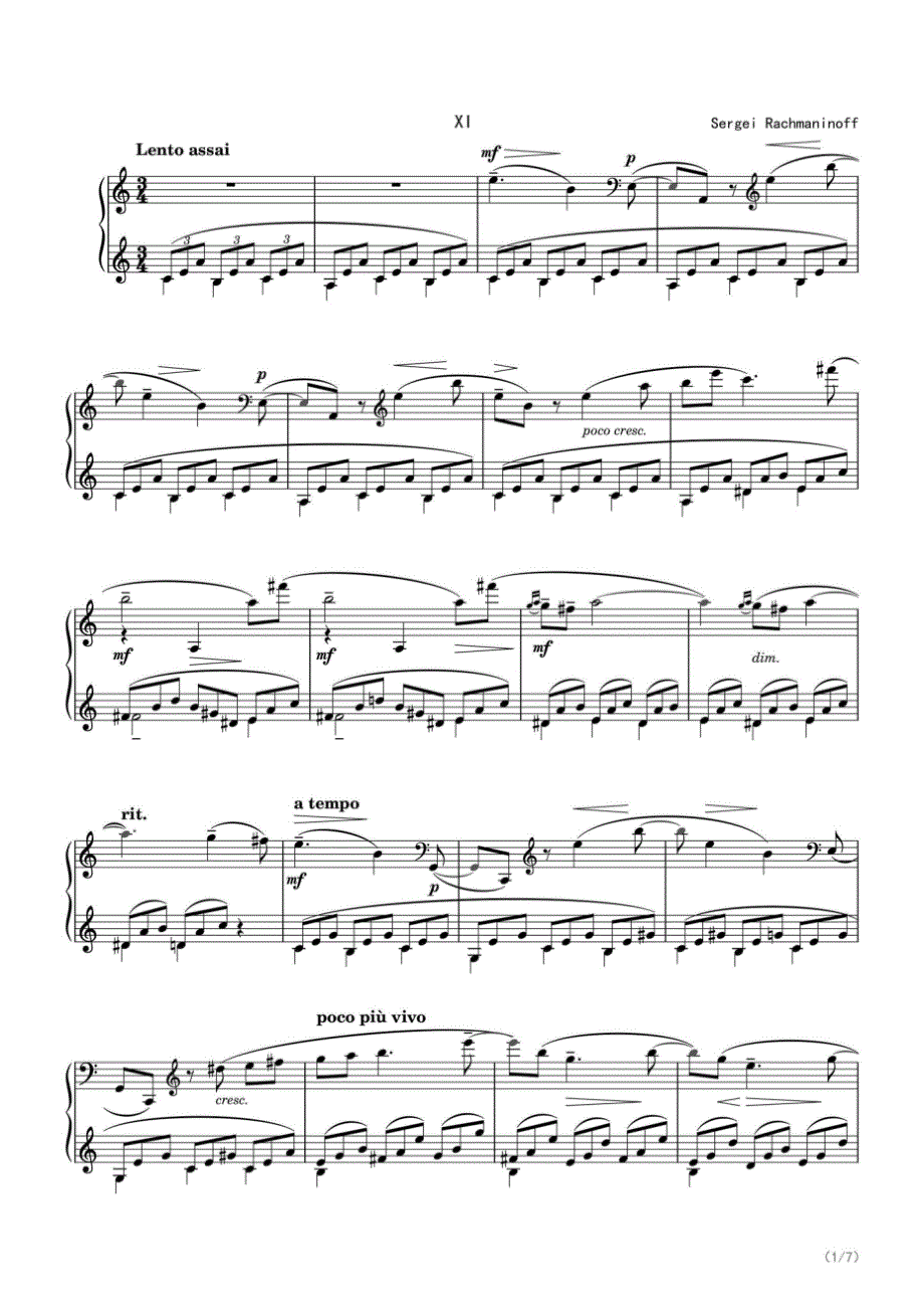 拉赫玛尼诺夫A小调音画练习曲《大海与海鸥》（Op.39 No.2） 高清钢琴谱五线谱_第1页