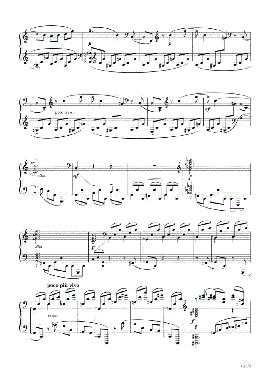 拉赫玛尼诺夫A小调音画练习曲《大海与海鸥》（Op.39 No.2） 高清钢琴谱五线谱_第3页