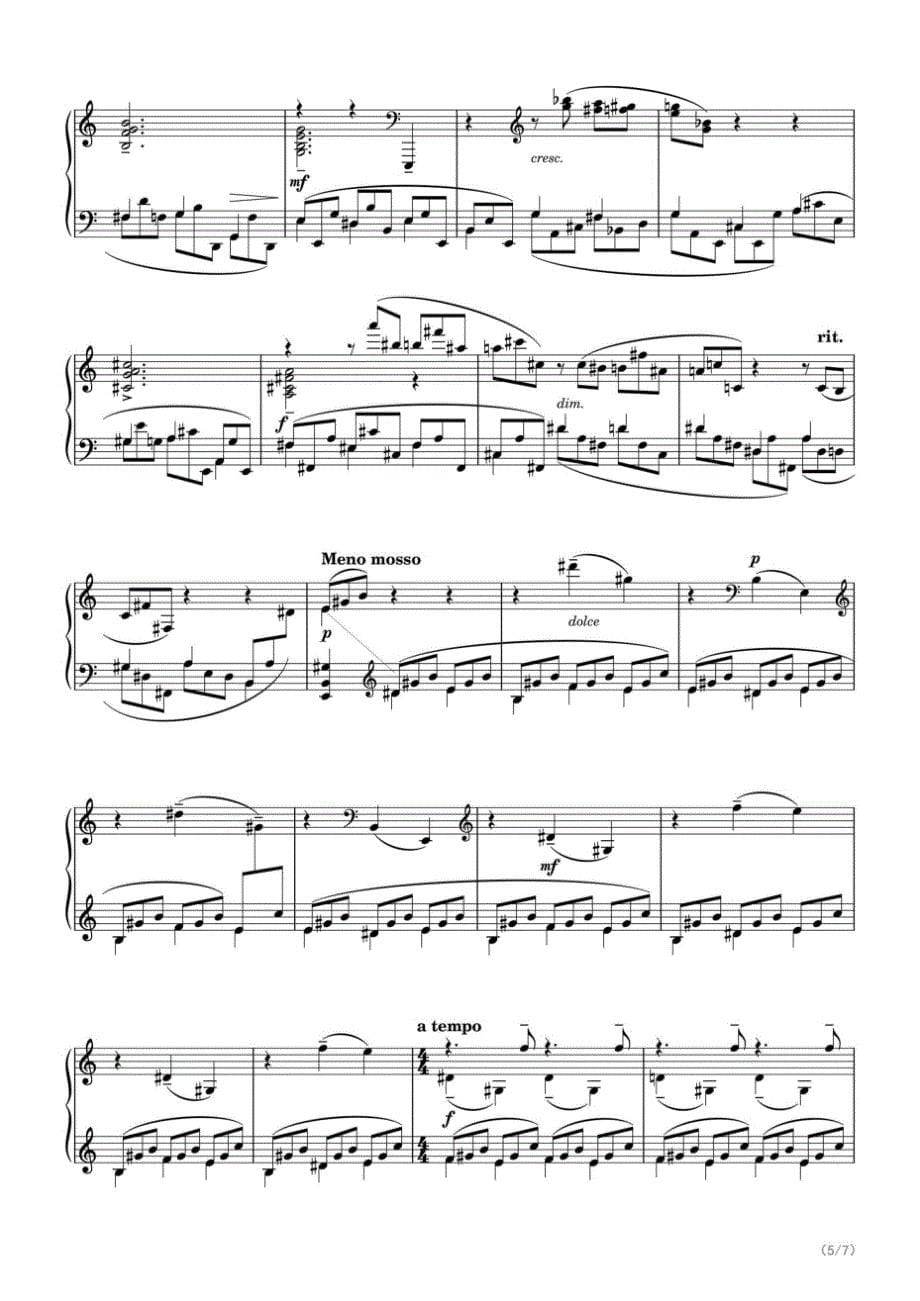 拉赫玛尼诺夫A小调音画练习曲《大海与海鸥》（Op.39 No.2） 高清钢琴谱五线谱_第5页