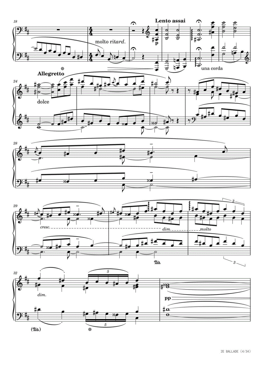b小调第二叙事曲S.171 高清钢琴谱五线谱_第4页