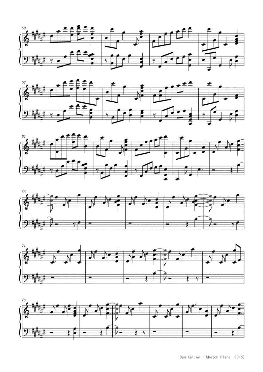 Sketch Plane(蓝图） 高清钢琴谱五线谱_第3页