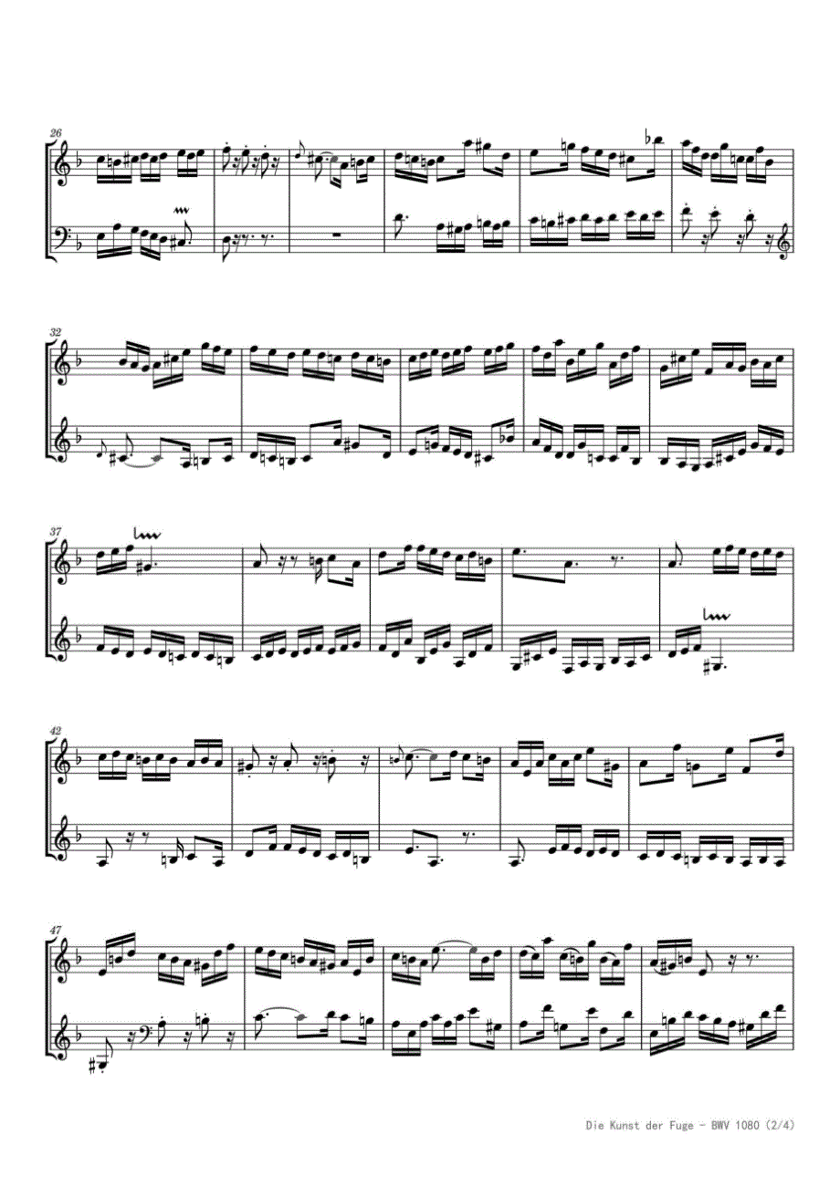 赋格的艺术BWV1080（Canon alla Ottava） 高清钢琴谱五线谱_第2页