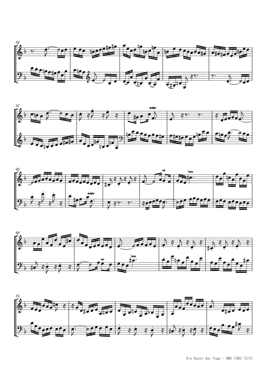 赋格的艺术BWV1080（Canon alla Ottava） 高清钢琴谱五线谱_第3页