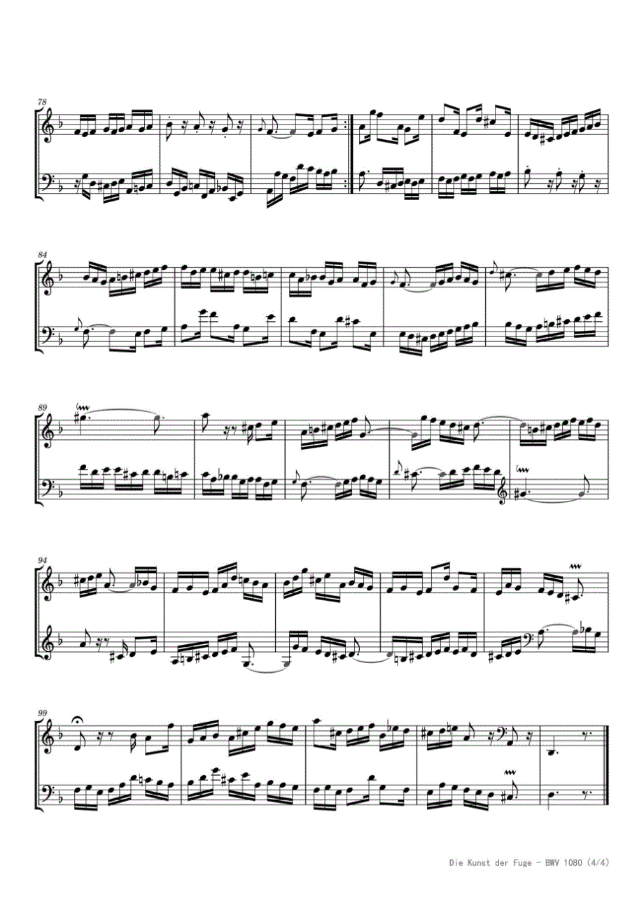赋格的艺术BWV1080（Canon alla Ottava） 高清钢琴谱五线谱_第4页