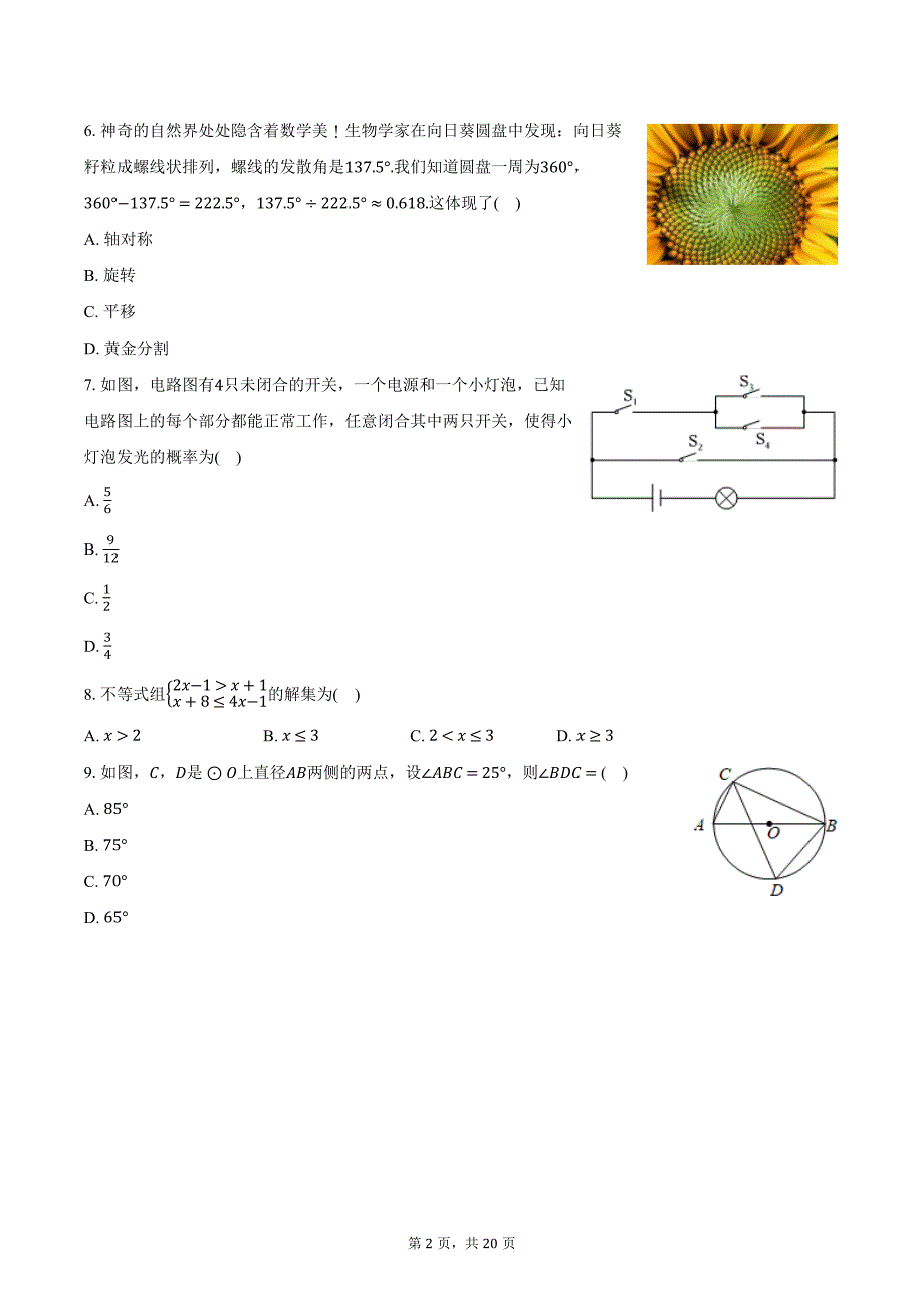 2024年广东省汕尾市陆丰市中考数学一模试卷（含解析）_第2页