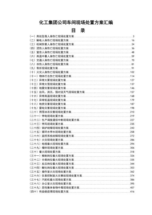 化工集团公司车间现场处置方案汇编