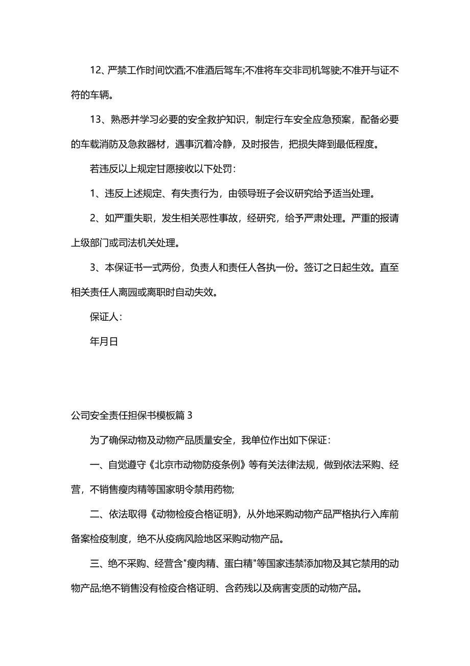 公司安全责任担保书模板（5篇）_第4页