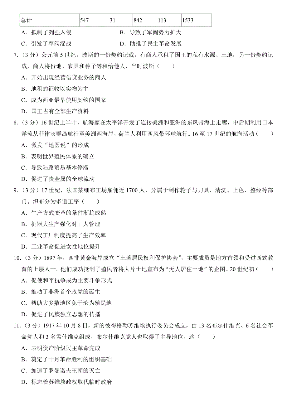 2024年全国统一高考历史试卷（新课标）（附参考答案）_第2页