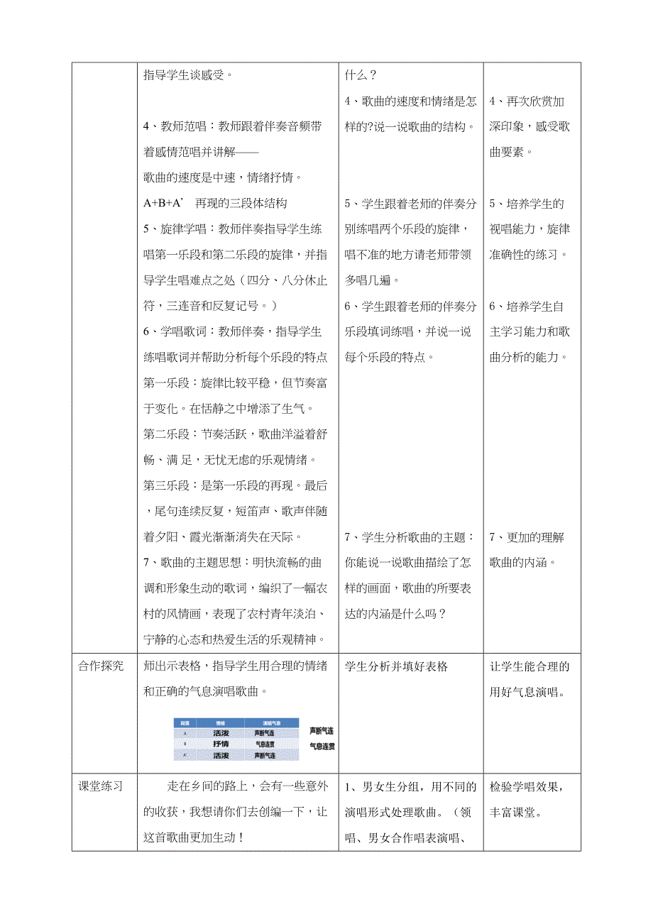 人音版五年级上册第五单元第3课时《乡间的小路》教学设计_第2页