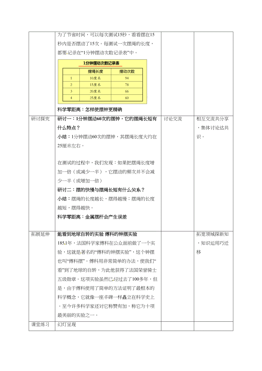 3.6制作钟摆 教案教科版五年级科学上册_第3页