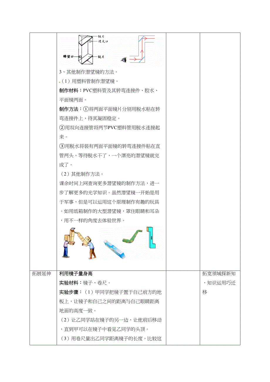 1.7制作一个潜望镜 教案教科版五年级科学上册_第4页