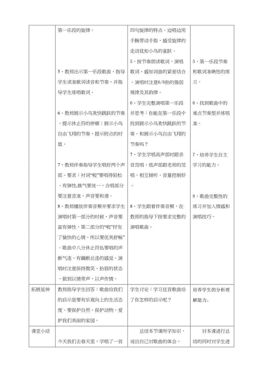 人音版音乐五年级下册全册教案教学设计_第3页