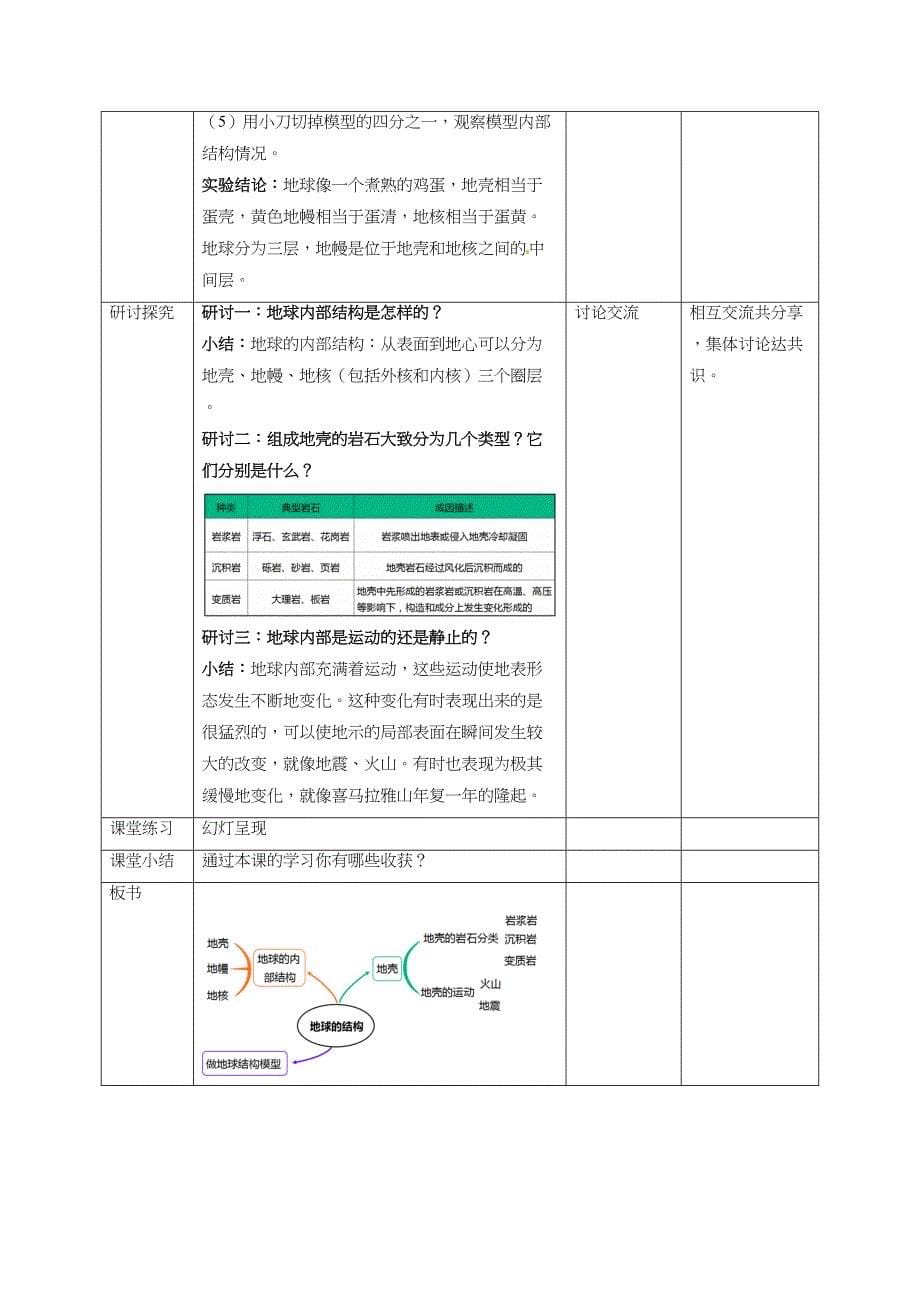 2.2地球的结构教案教科版五年级科学上册_第5页