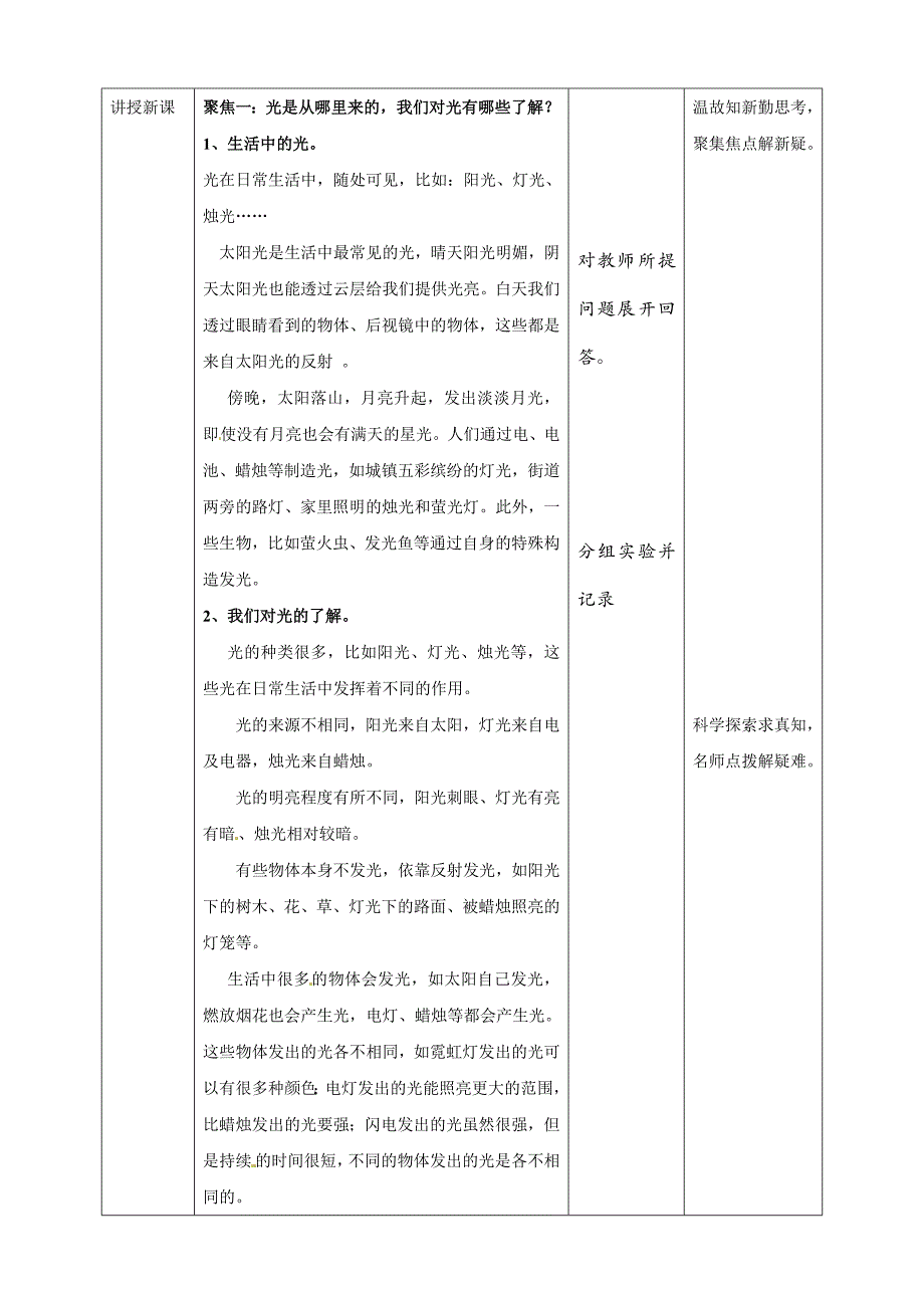 1.1有关光的思考 教案教科版五年级科学上册_第2页