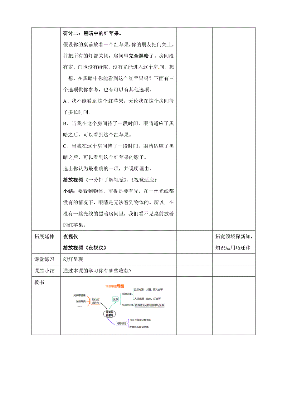 1.1有关光的思考 教案教科版五年级科学上册_第4页