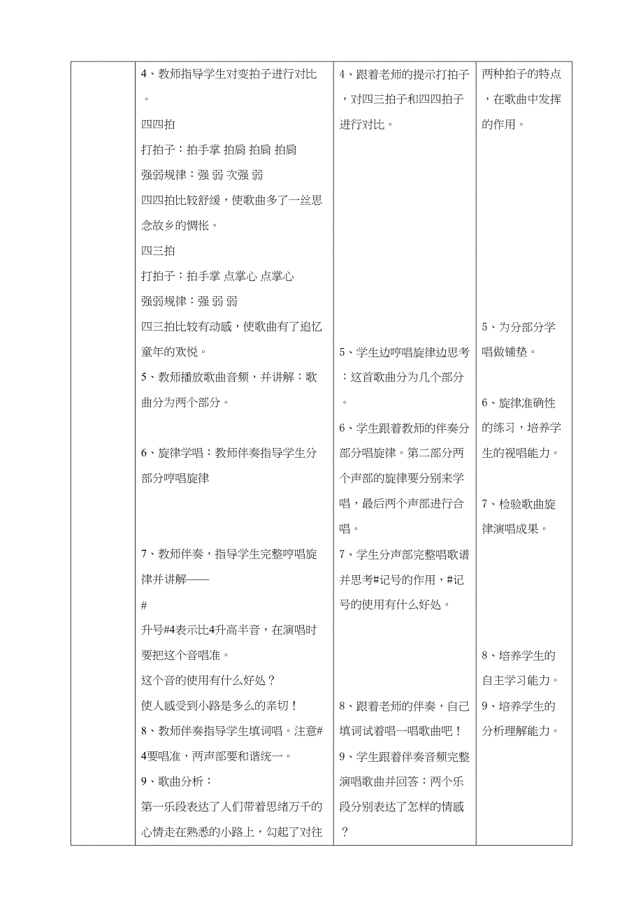 人音版五年级上册第五单元第2课时《故乡的小路》教学设计_第2页