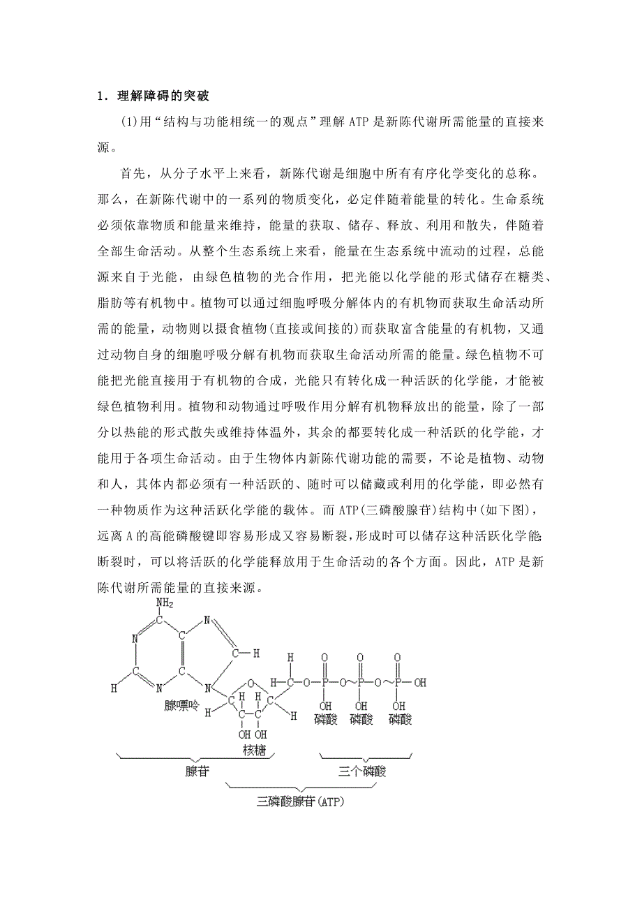 高中生物的新陈代谢与ATP_第1页