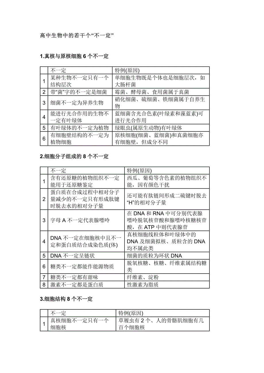 高中资料：生物中的若干个“不一定”_第1页